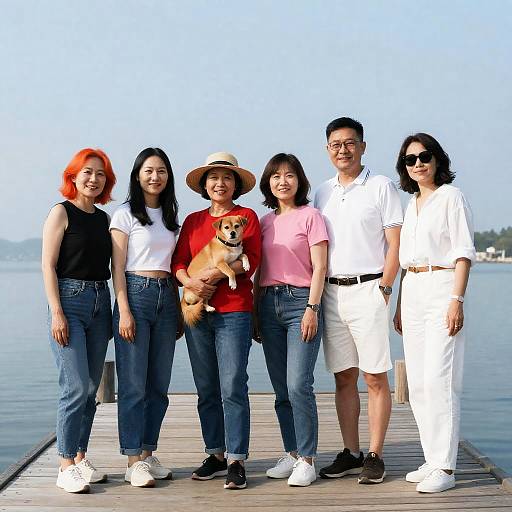 Joyful Group Portrait on Dock