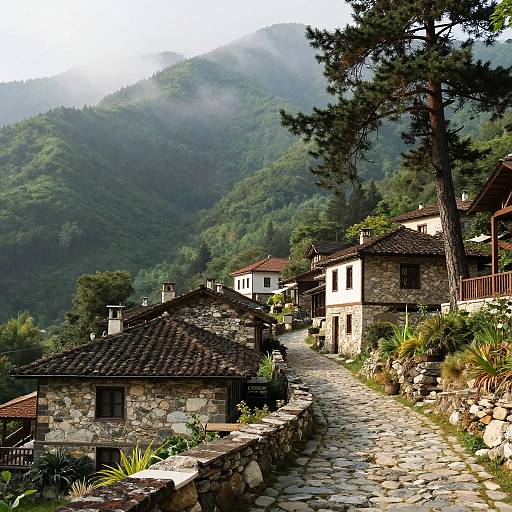 Serene Ancient Village in Mountains