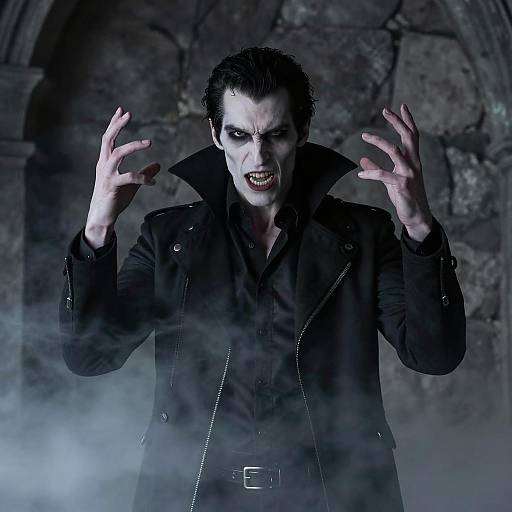 Intense Male Vampire Portrait in Fog
