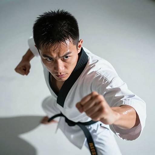Intense Martial Artist Overhead Portrait
