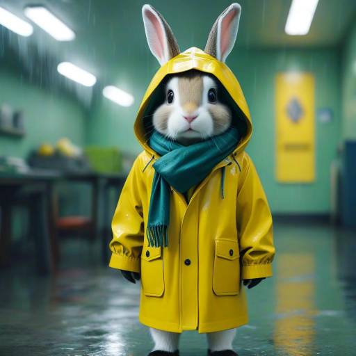 Whimsical Rabbit in a Raincoat