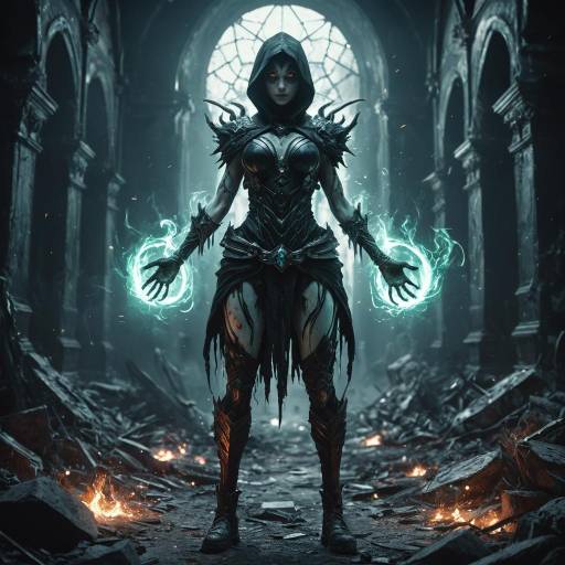 Plasma Elemental Necromancer in Apocalyptic Ruins