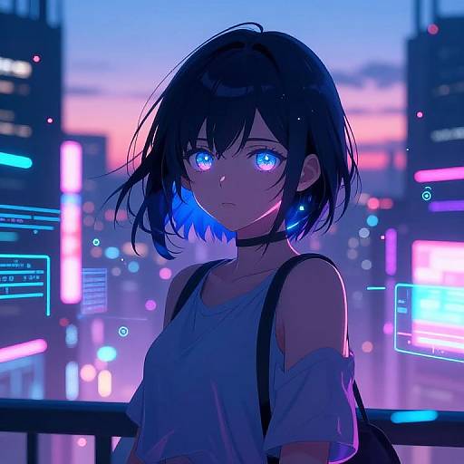 Serene Cyberpunk Anime Girl