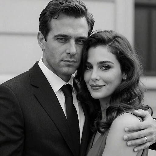 Intimate Black-and-White Embrace Portrait