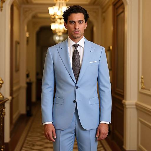 Stylish Man in Vintage Luxury Hallway