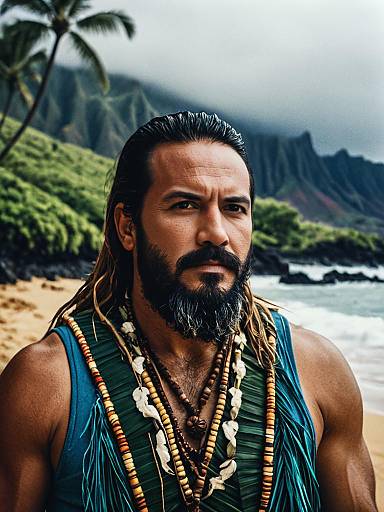 Heroic Portrait of Man in Maui Costume