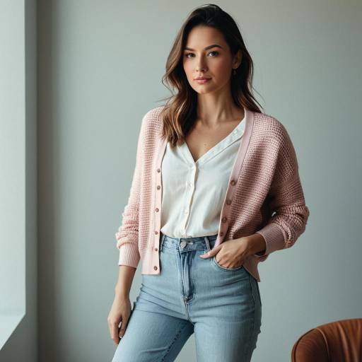 Chic Indoor Fashion: Rose Pink Cardigan