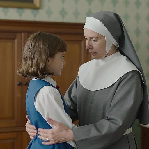 Tender Moment Between Nun and Young Girl
