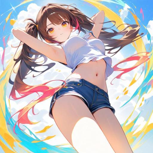 Dynamic Summer Girl with Gradient Hair