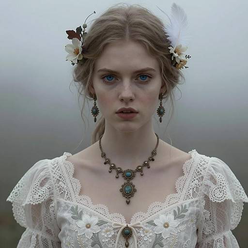 Beautiful Fair-Haired Woman in Lace Dress