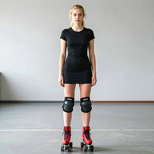 Young Woman in Roller Skating Attire