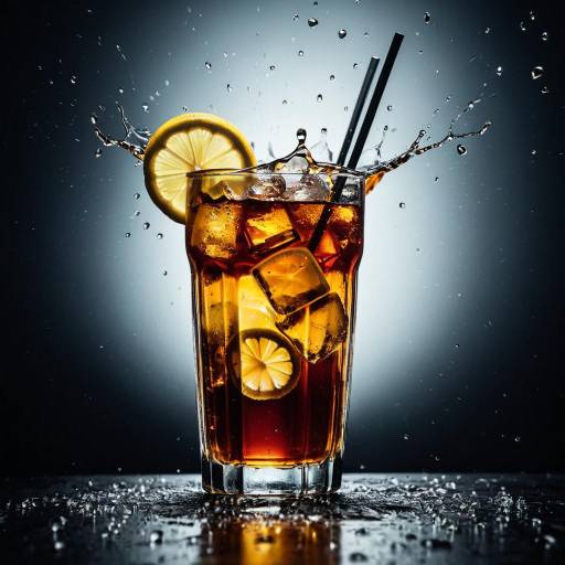 Elegant Splash of Iced Tea and Lemon Soda