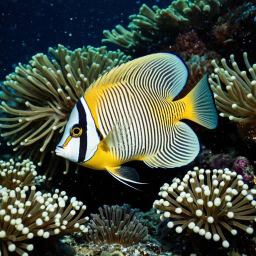 Ultrarealistic Butterflyfish Among Anemones