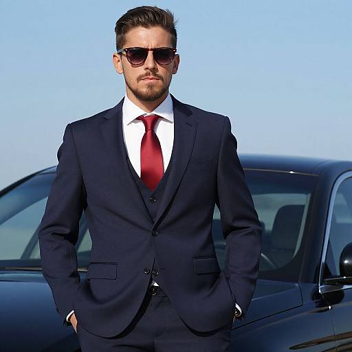 Stylish Man in Formal Suit Outdoors