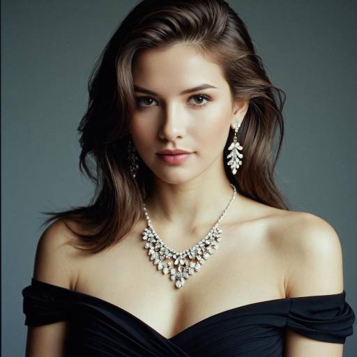 Elegant Woman with Jewelry and Off-Shoulder Dress