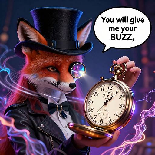 Hypnotic Fox Girl with Pocket Watch