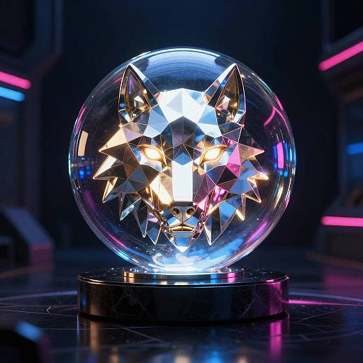 Futuristic Geometric Wolf in Orb