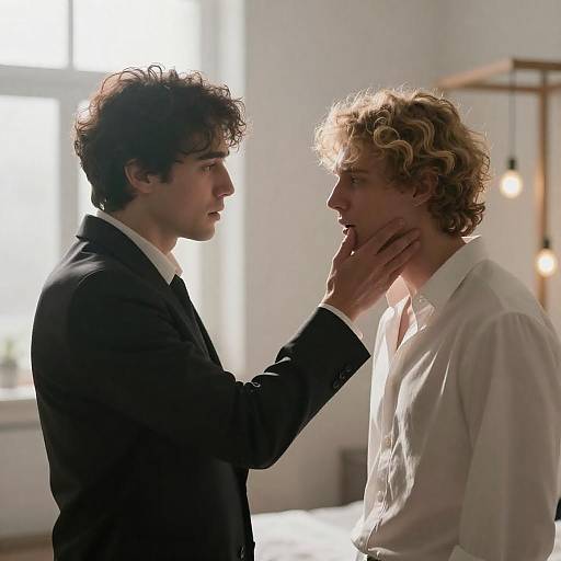 Tense Portrait of Two Men Indoors