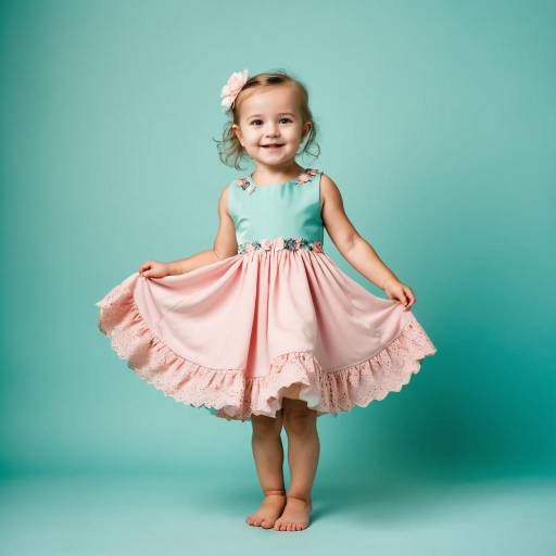 Smiling Toddler Girl in Pink and Aqua Dress