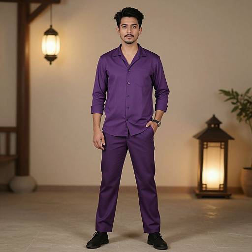 Realistic Purple Outfit Male Portrait