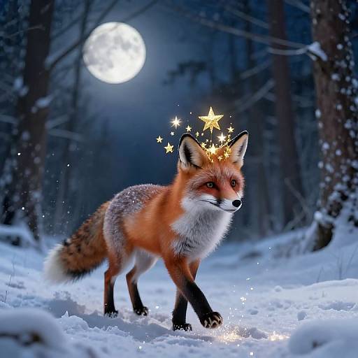 Whimsical Fox with Starry Crown