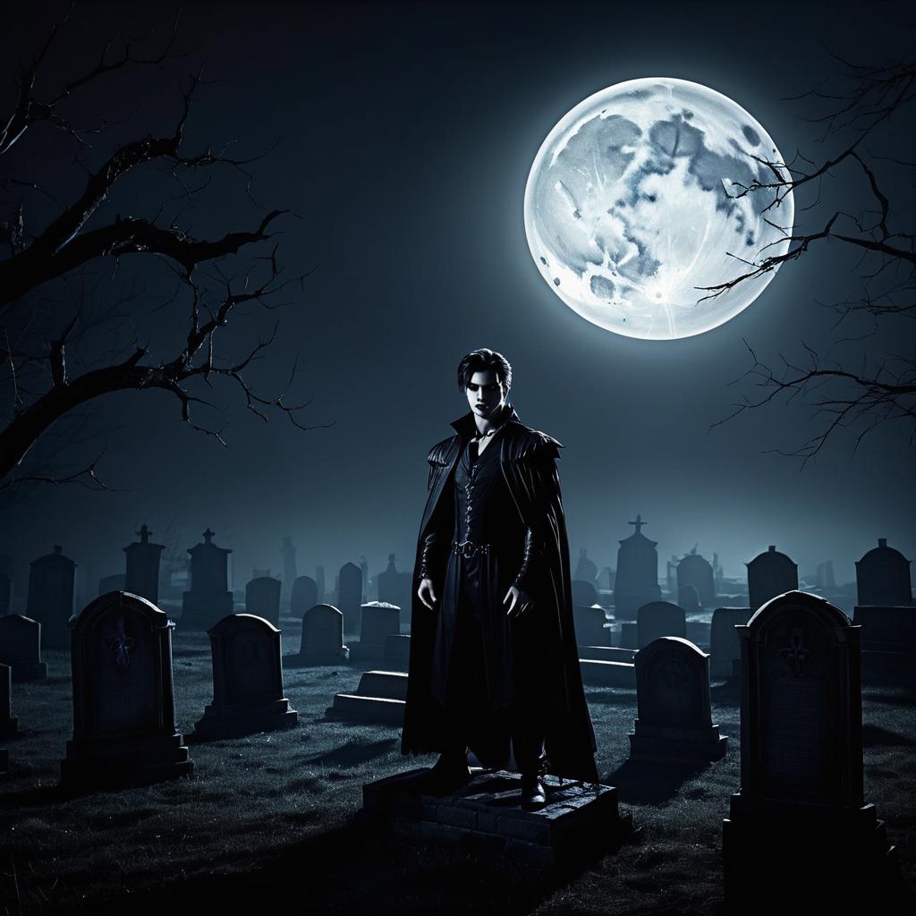 Haunting Vampire in a Desolate Graveyard