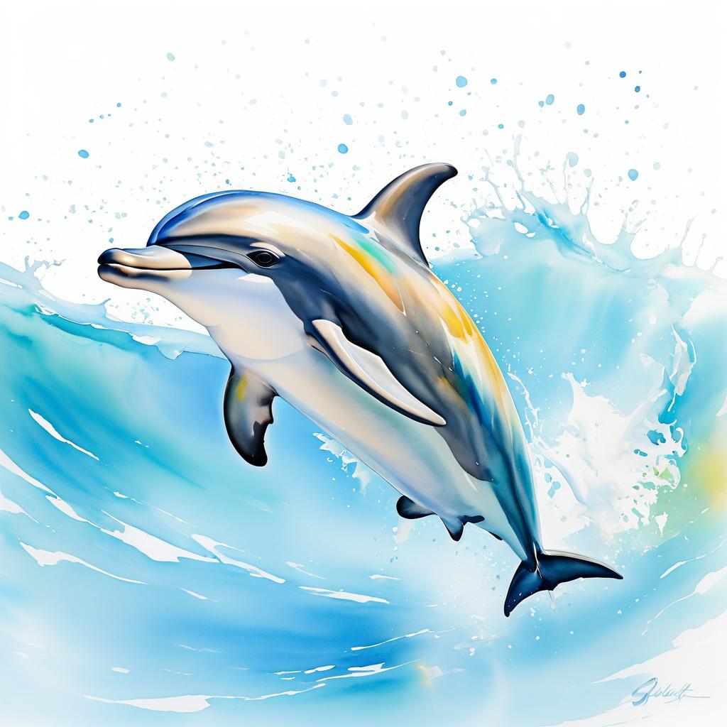 Cheerful Dolphin Painting of Freedom