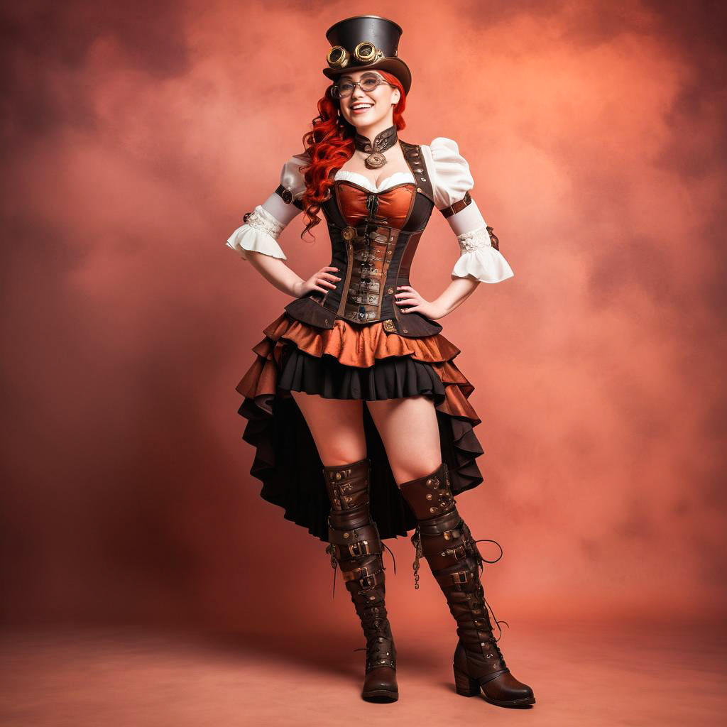 Steampunk Captain in Vibrant Studio Setting