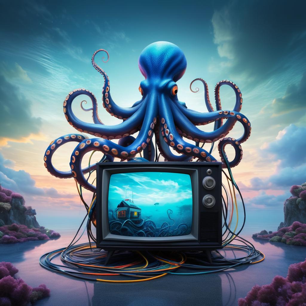 Surreal Octopus Television Hybrid Design