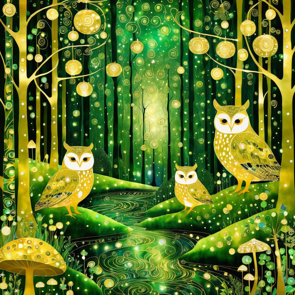 Whimsical Forest in Klimt's Style