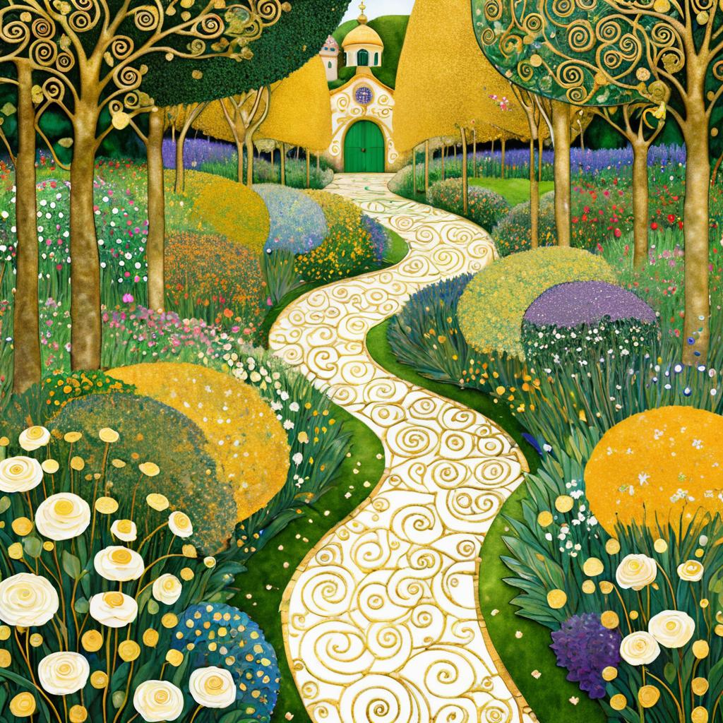 Whimsical Garden Path Inspired by Klimt