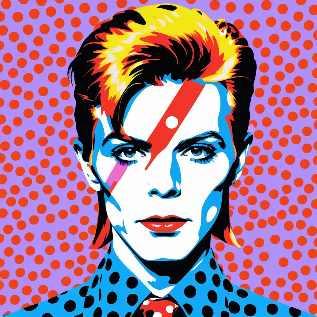 David Bowie Pop Art with Polka Dots