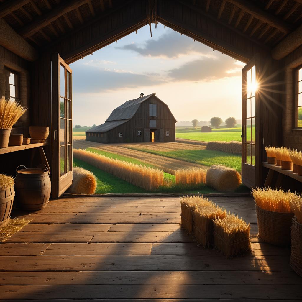 Magical Rustic Barn Interior Scene