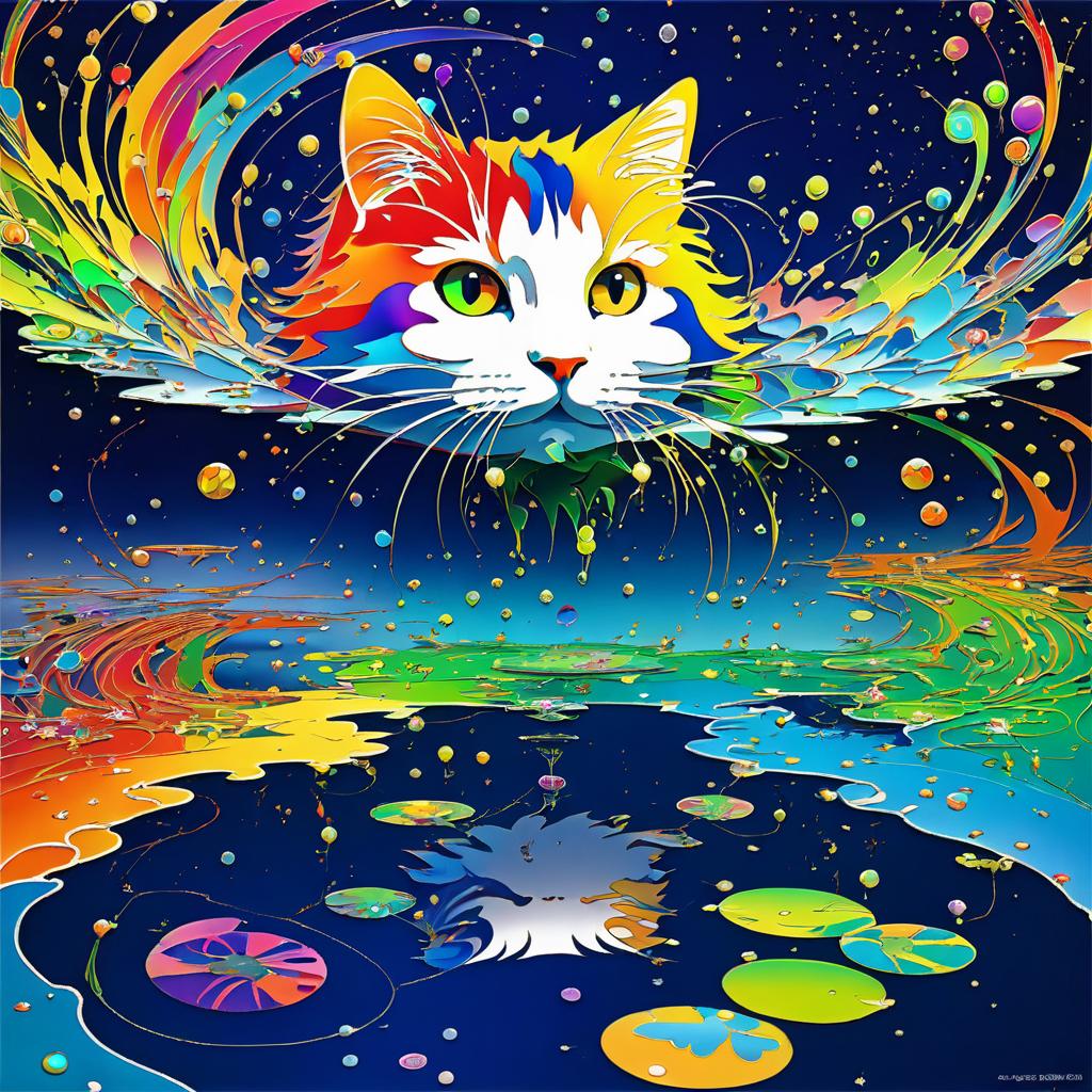 Colorful Cat Masterpiece in Water