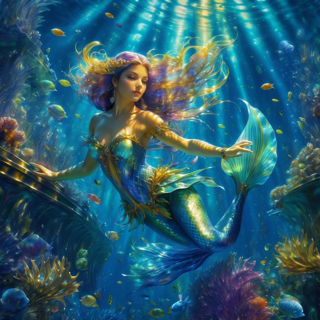 Fantasy Mermaid in a Vibrant Underwater World