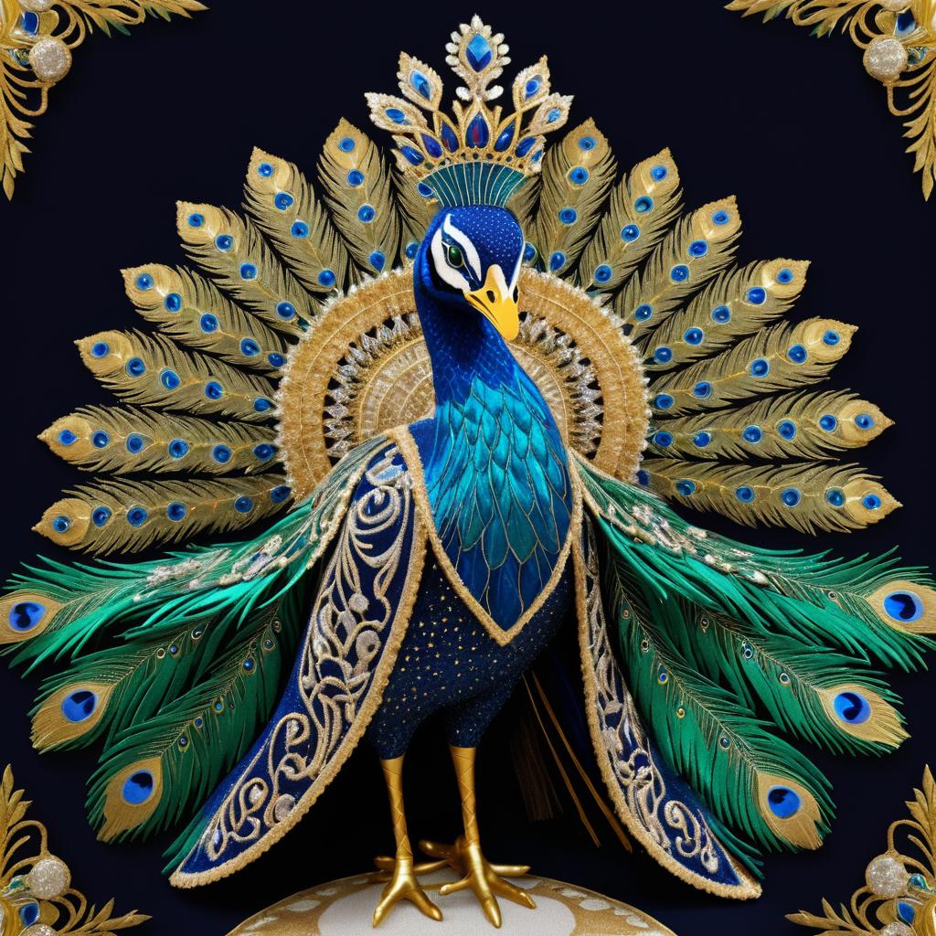 Regal Peacock King in Emblematic Attire