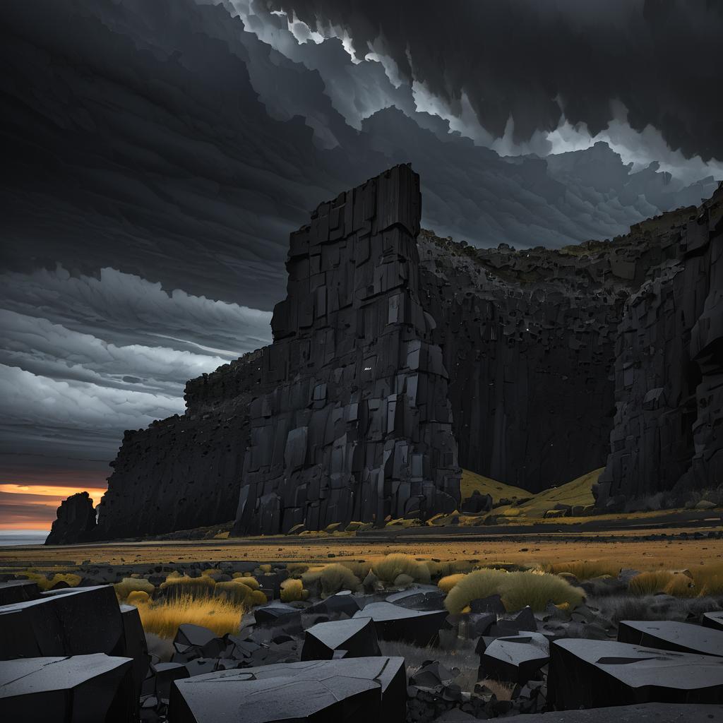 Surreal Basalt Cliffs at Dusk