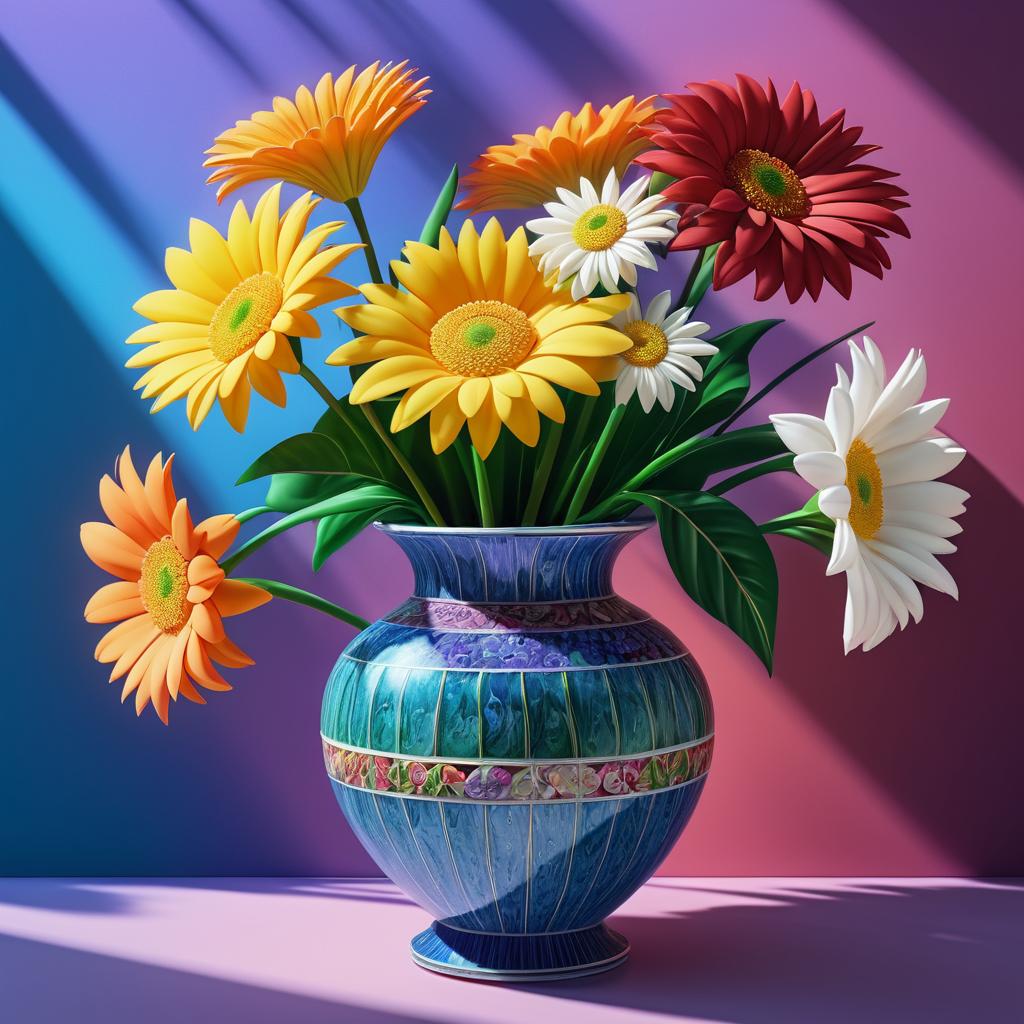 Hyperrealistic Flower Vase Still Life Art