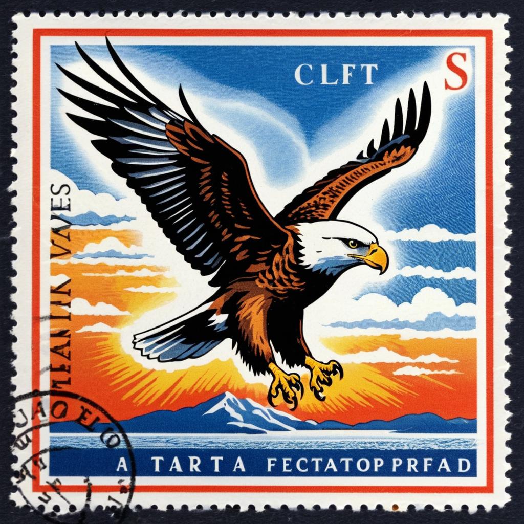 Eagle Postage Stamp with Soaring Letters