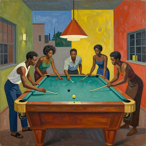 Jacob Lawrence Style Pool Parlor