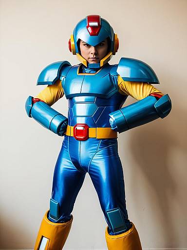 Man in Voltman Mega Man Cosplay Costume