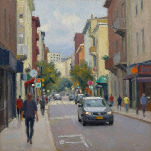 Oil Painting of City Street Scene