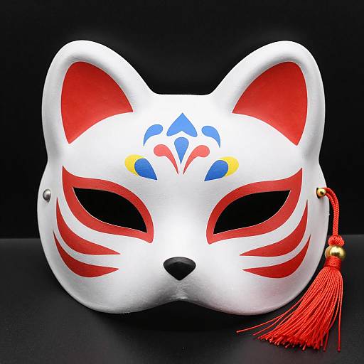 Vibrant White Fox Mask on Black
