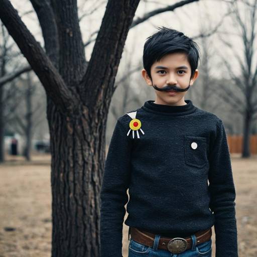 Boy in Forky Costume Outdoors