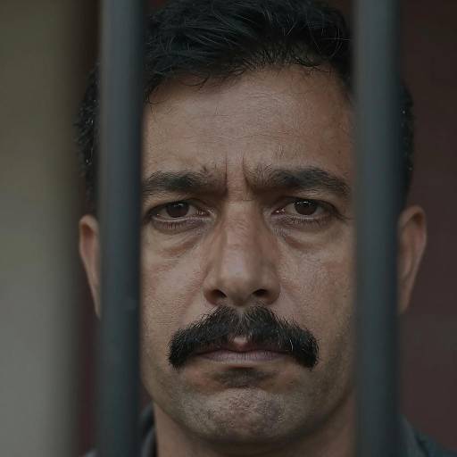 Intense Portrait of a Man Behind Bars