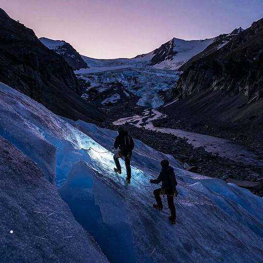 Twilight Ascent on Glowing Seracs