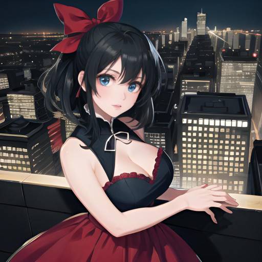 Stunning Nighttime Anime Portrait of Sayaka