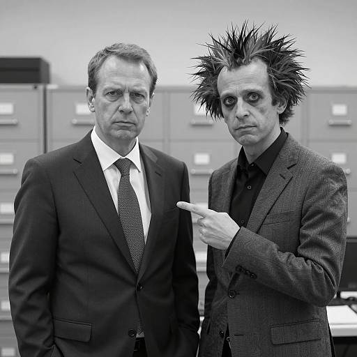 Office Contrast: Serious Man and Spiky Baldhead