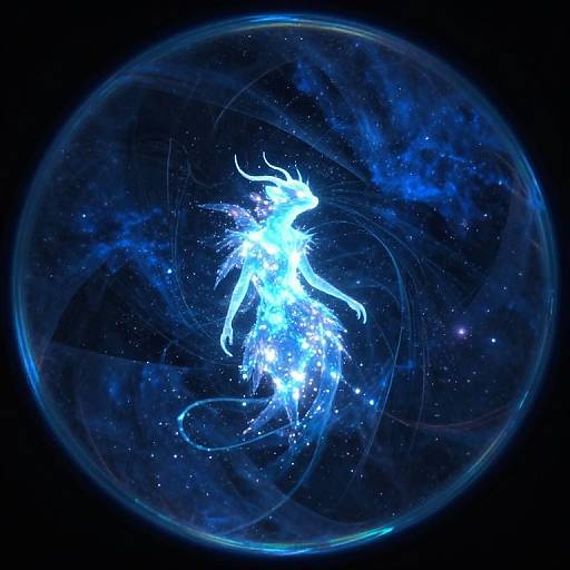 Luminous Creature Emerging from Dimension