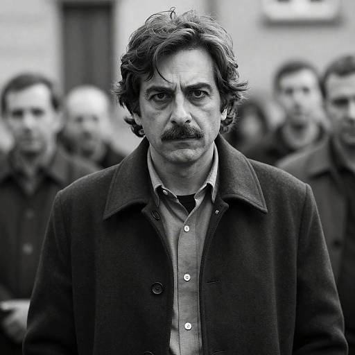 Intense Gaze of a Middle-Aged Man